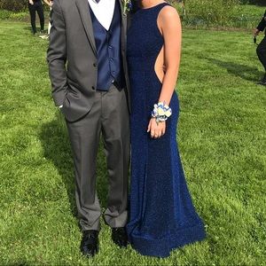 fitted navy blue prom dress